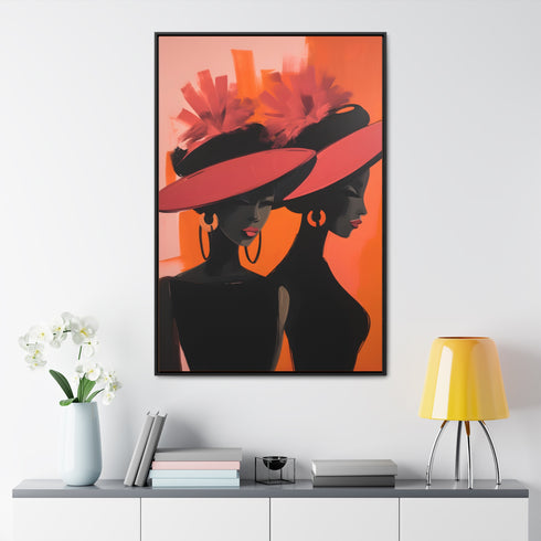 African American Artful Decor Gift. Gallery Canvas Wraps, Vertical Frame, Elegance in Silhouette,