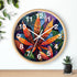 Vibrant Leaf Design Wall Clock, Housewarm Wallclock, Vibrant Leaf Design, clock gifted. Gift artful clock, gifte-for home decor.
