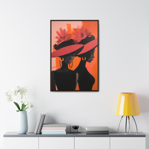 African American Artful Decor Gift. Gallery Canvas Wraps, Vertical Frame, Elegance in Silhouette,