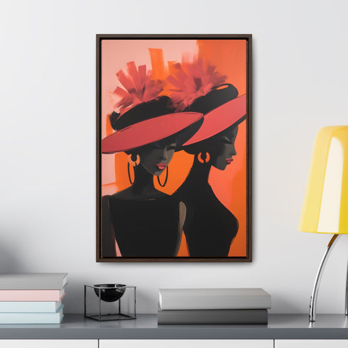 African American Artful Decor Gift. Gallery Canvas Wraps, Vertical Frame, Elegance in Silhouette,
