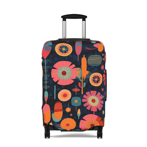 Luggage Cover, Floral Suitcase Cover, Travel Bag Protection. Unique Travel Gear. Mid-century Floral Design. Suitcase Identifier. Fashionable Luggage Cover