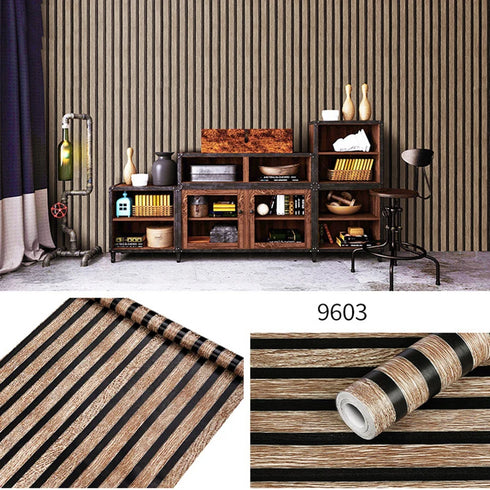 Self-adhesive Big Roll Wood Stripes Stickers