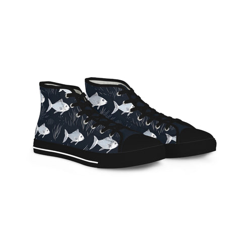 Men's High Top Fashion Sneakers - Marine Life Inspired Fashion Shoes. Unique Men's Gift Shoes. Ocean-Inspired Casual Footwear.