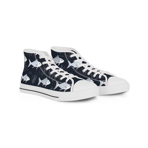 Men's High Top Fashion Sneakers - Marine Life Inspired Fashion Shoes. Unique Men's Gift Shoes. Ocean-Inspired Casual Footwear.