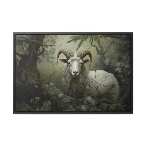 Sheep Wall Decor. Enchanted Forest Dream: Ethereal Sheep in Realistic Oil - Gallery Canvas Wraps, Horizontal Frame. Sheep wallart.