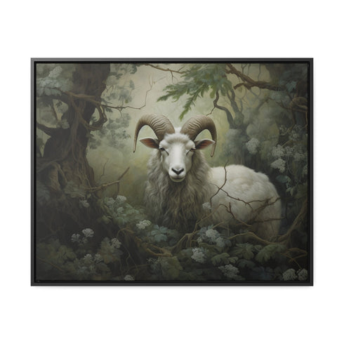 Sheep Wall Decor. Enchanted Forest Dream: Ethereal Sheep in Realistic Oil - Gallery Canvas Wraps, Horizontal Frame. Sheep wallart.