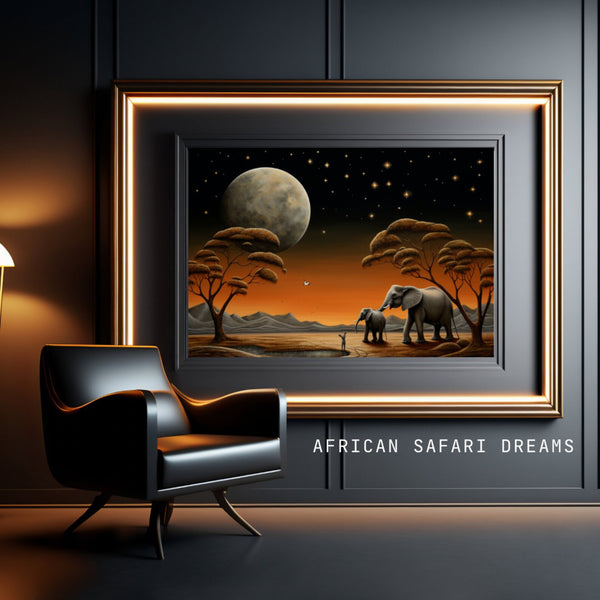 African Safari Dreams Matte Vertical Poster - Wildlife in Pictures Gallery Canvas Wraps, Horizontal Frame. home decor gift, unique wall art