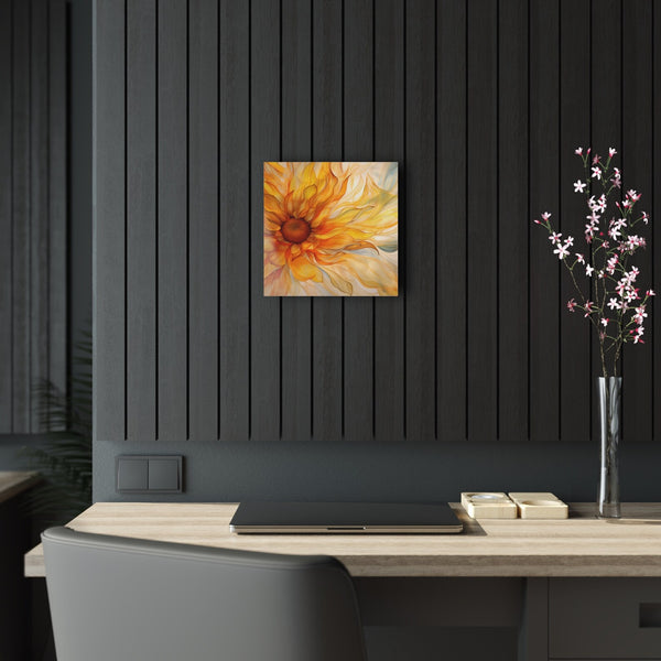 Acrylic Wall Art, Sunflower Acrylic Print, Modern Botanical Art. Office Wall Art. Contemporary Flower Print. Horizontal Wall Decor.