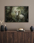 Sheep Wall Decor. Enchanted Forest Dream: Ethereal Sheep in Realistic Oil - Gallery Canvas Wraps, Horizontal Frame. Sheep wallart.